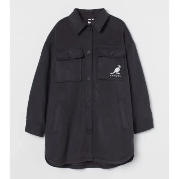 NWT Kangol X H&M Shacket Oversize Shirt Jacket sz M